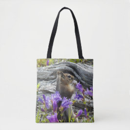 Bolsa Tote Esquilo de terra e flores selvagens Foto da nature