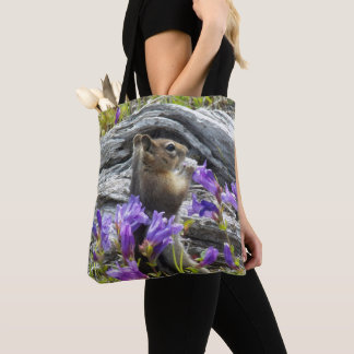 Bolsa Tote Esquilo de terra e flores selvagens Foto da nature