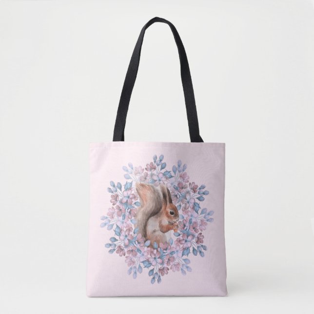 Bolsa Tote Esquilo e flores (Frente)