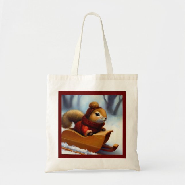 Bolsa Tote Esquilo Em Um Sleigh (Frente)