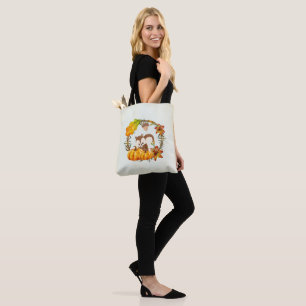 Bolsa Tote Esquilo na queda floral da grinalda rústica