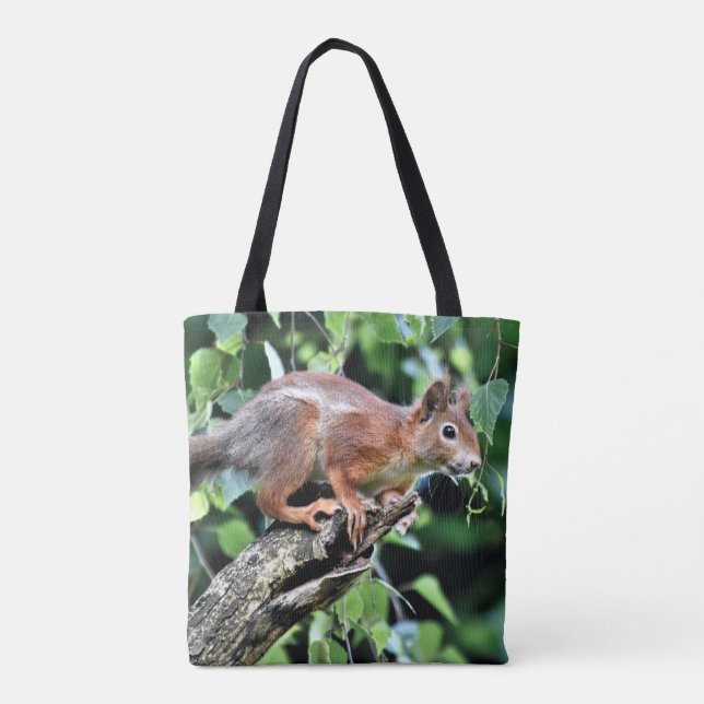 Bolsa Tote Esquilo Vermelho em Árvore (Verso)