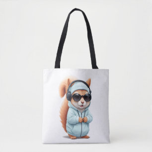 Bolsa Tote Esquilo Vestindo Hoodie Engraçado Vetor Animal Leg