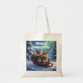 Bolsa Tote Esquilos natal feliz