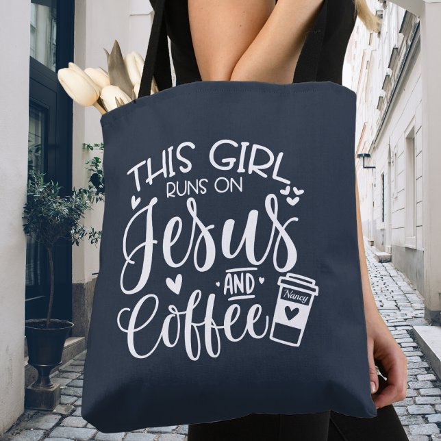 Bolsa Tote Essa Garota Funciona Com Jesus E Café Personalizad (Criador carregado)