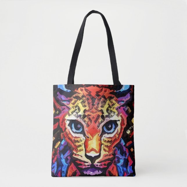 Bolsa Tote Esse Visual Colorido de Leopardo  (Frente)