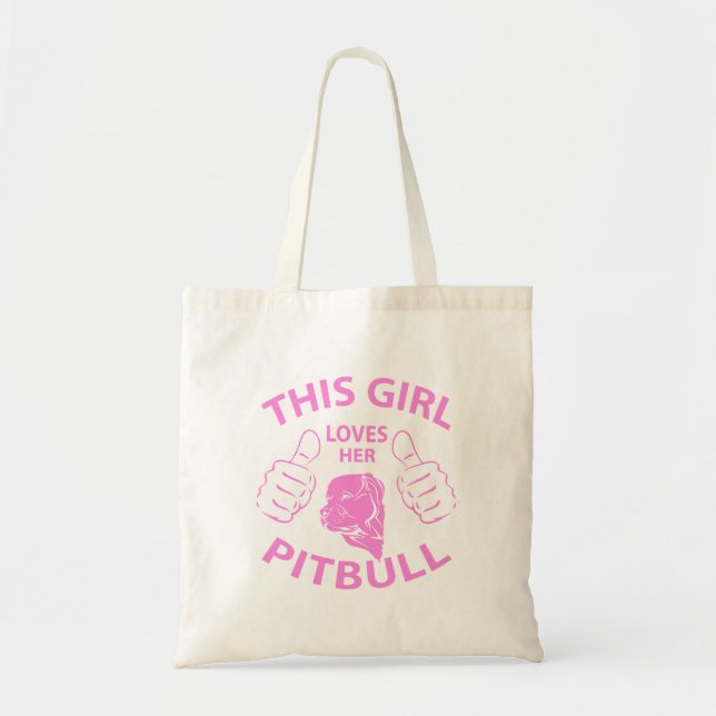 Bolsa Tote "Esta menina ama rosa do seu pitbull" (Frente)