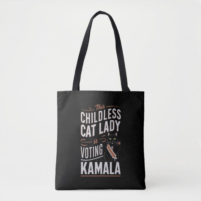 Bolsa Tote Esta Senhora de Gato Infantil Está Votando Kamala (Frente)