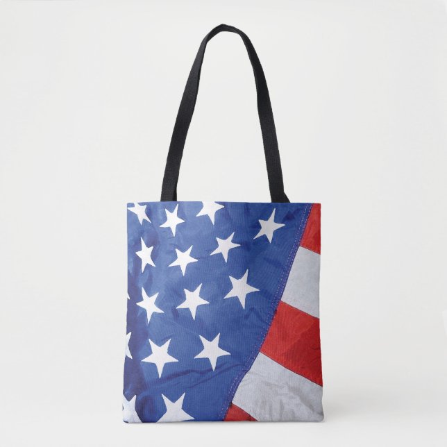 Bolsa Tote Estação Espacial Americana Flag Earth Orbit (Frente)