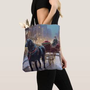 Bolsa Tote Estação Festiva de Natal Black Labrador