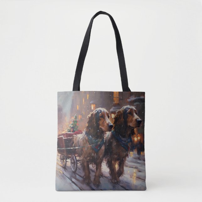 Bolsa Tote Estação Festiva de Natal Inglês Cocker Spaniel (Frente)