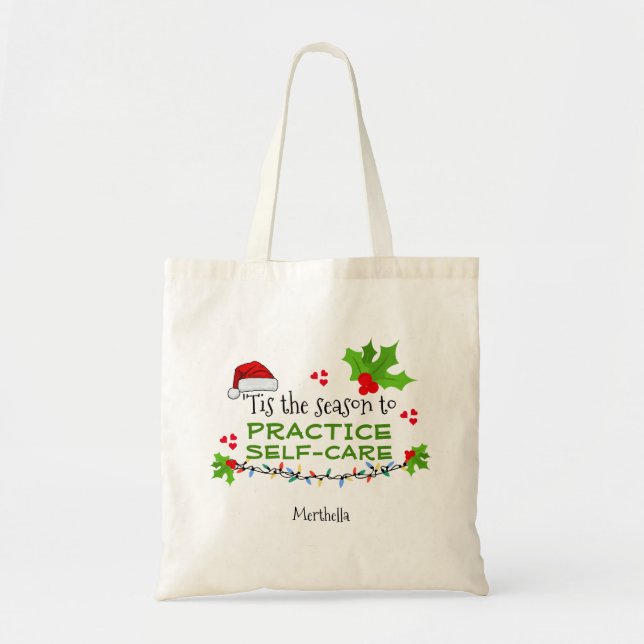 Bolsa Tote ESTAÇÃO Personalizada PARA O Natal DE AUTOCUIDADOS (Frente)