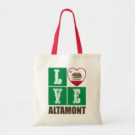 Bolsa Tote Estado da Califórnia Flag Heart Altamont