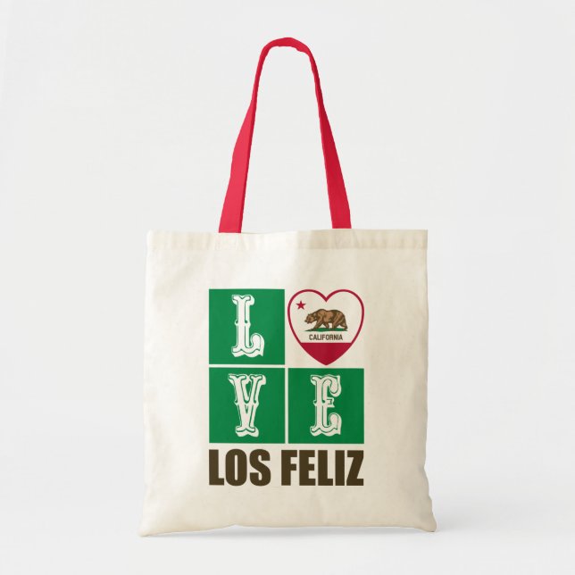 Bolsa Tote Estado da Califórnia Flag Heart Los Feliz (Frente)