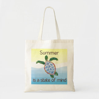 Bolsa Tote "Estado de Espírito de Verão" Tartaruga Marinha Aq