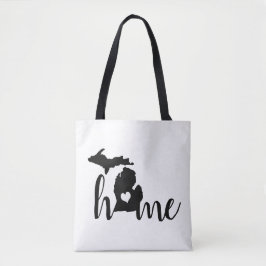 Bolsa Tote Estado de Michigan Black Silhouette "Home"
