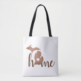 Bolsa Tote Estado de Michigan Cobre Silhouette "Home"