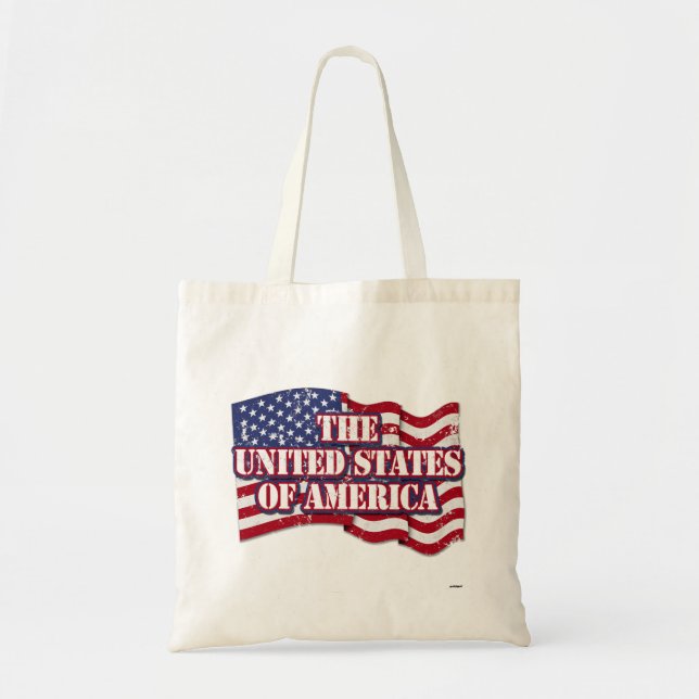 Bolsa Tote Estados Unidos da América com bandeira aflita (Frente)