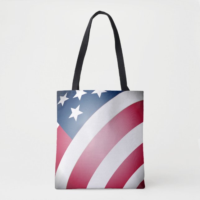 Bolsa Tote Estados Unidos, Greve Vermelha e Branca, Estrelas  (Frente)