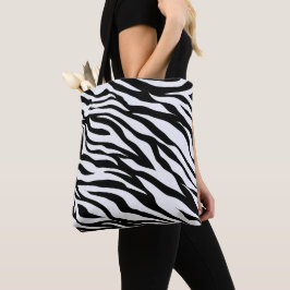 Bolsa Tote Estampa Animal de Zebra Preto e Branco