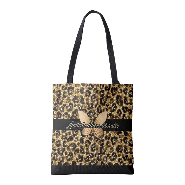 Bolsa Tote Estampa de Guepardo Borboleta (Butterfly Cheetah Print Tote Bag)