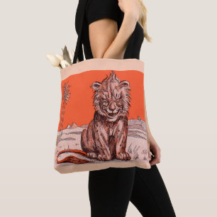 Bolsa Tote estampa de leão sorrindo
