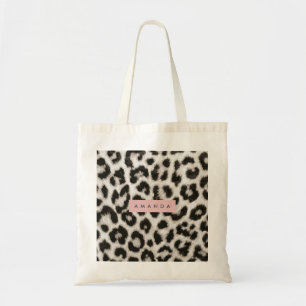 Bolsa Tote Estampa de leopardo em preto e branco personalizad