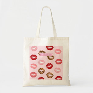 Bolsa Tote Estampa de Leopardo Rosa Chic Personalizada no Láb