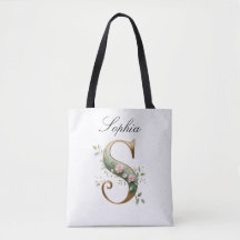 Bolsa Tote Estampa Floral Dourada Personalizada S