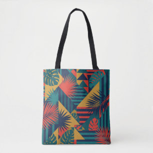 Bolsa Tote Estampa Geométrica Bauhaus Tropical Vibrante de Fo