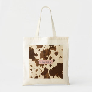 Bolsa Tote Estampa Personalizada de Couro Marrom Rústico de V