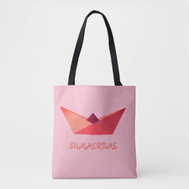Bolsa Tote Estampa Total de Chapéu de Origami de V (Frente)