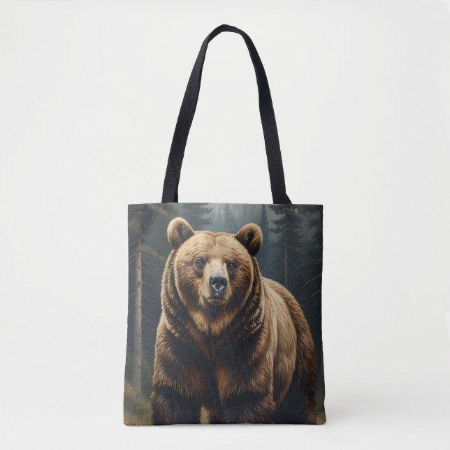 Bolsa Tote Estampa Total de Urso Pardo (Frente)