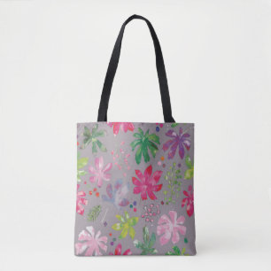 Bolsa Tote Estampada com Explosão Floral Lilás Cin