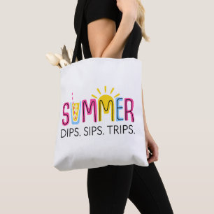 Bolsa Tote Estampas Coloridas de Verão com Dips de Bebida e S