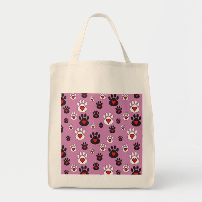 Bolsa Tote Estampas com corações vermelhos a rosa (Frente)