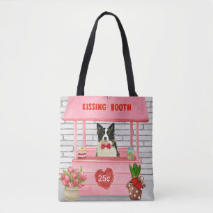 Bolsa Tote Estande de Beijos de Cachorro Border Collie no Dia