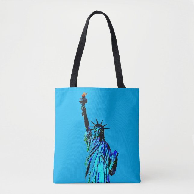 Bolsa Tote Estátua Azul da Liberdade (Frente)