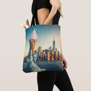 Bolsa Tote Estátua da Liberdade Segurando um Cone Sorvete