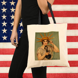 Bolsa Tote Estátua da Liberdade Vintage, Anúncio Patriótico d