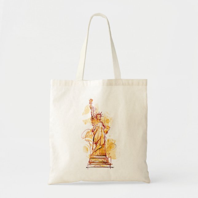 Bolsa Tote Estátua de Tote da Liberdade pintada à mão (Frente)