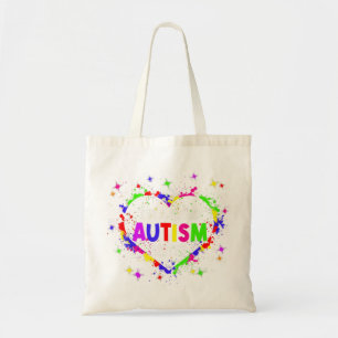 Bolsa Tote Este Coração Autismo Colorido Feito Com Pedaços De
