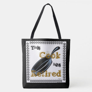 Bolsa Tote Este cozinheiro está aposentado (Dourado/Preto)