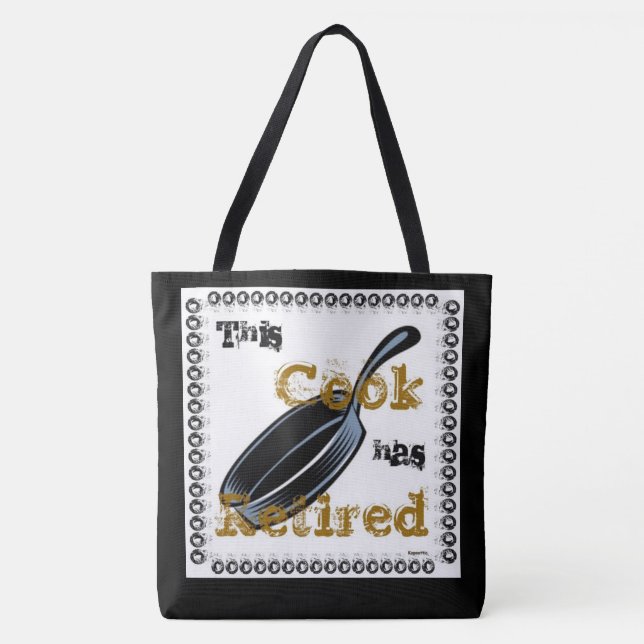 Bolsa Tote Este cozinheiro está aposentado (Dourado/Preto) (Frente)