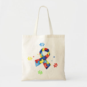 Bolsa Tote Este lance com o slogan quebra-cabeça do autismo 