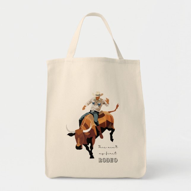 Bolsa Tote Este não é meu primeiro RODEO: Bull Rider (Frente)