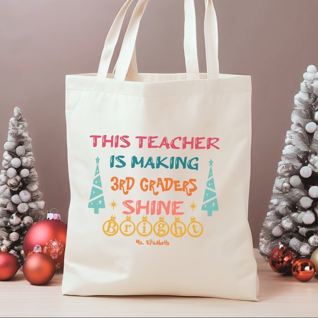 Bolsa Tote Este professor personalizou o Natal (Criador carregado)