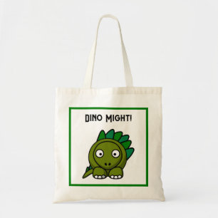 Bolsa Tote Estegossauro Verde Fofo Cartoon com um Pun Dino Di