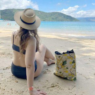 Bolsa Tote Esteja aqui agora, um saco amarelo brilhante