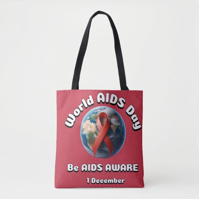 Bolsa Tote Esteja ciente da AIDS. Dia Mundial da SIDA. (Frente)